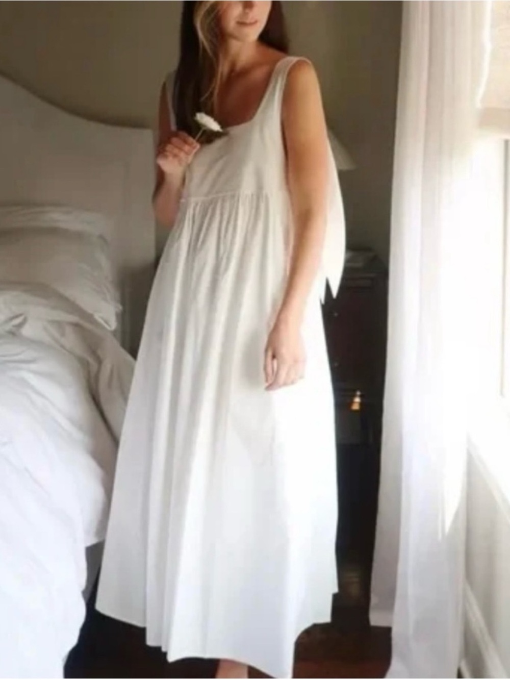 Nap loungewear Relaxed Maxi Dress Open back One size fits all. Color blue gray.